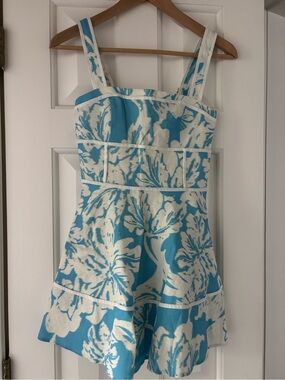 NWT SABO linen Women's Blue and White Floral Mini Dress